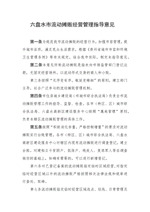 六盘水市流动摊贩经营管理指导意见.docx