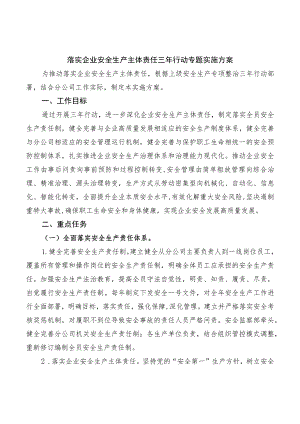 落实企业安全生产主体责任三年行动专题实施方案.docx