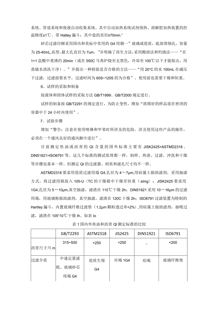 焦化浸渍剂沥青中喹啉不溶物含量的自动测定方法编制说明.docx_第3页