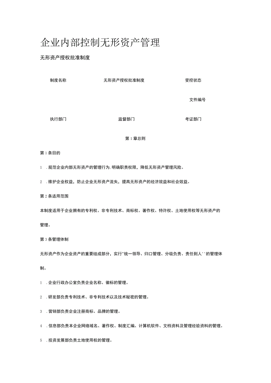 公司内部控制 无形资产管理全.docx_第1页