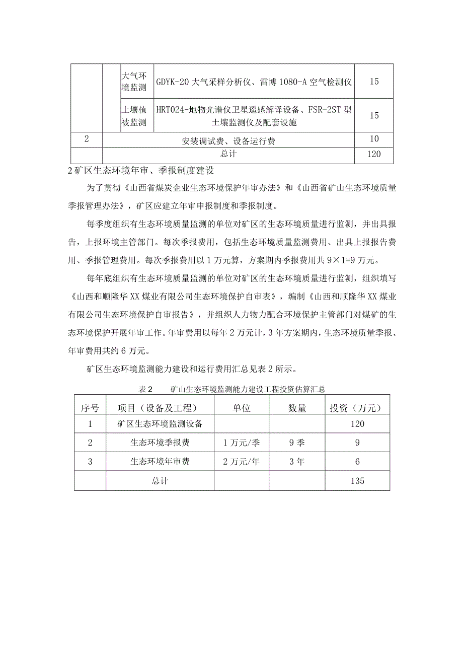 矿山生态环境监测能力建设工程投资估算.docx_第3页