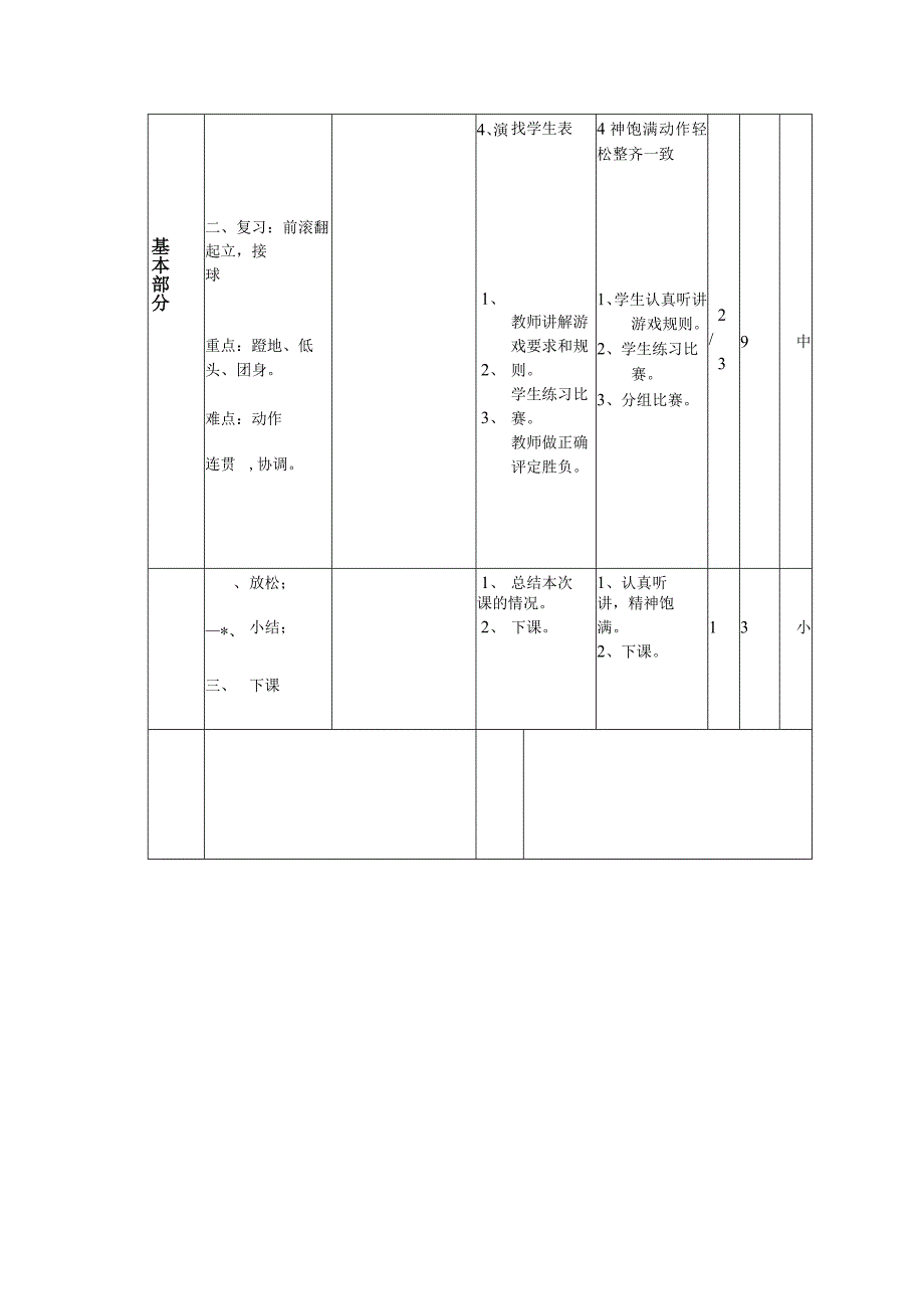 小学二年级体育课第三周第二节技巧不同开始姿势的前滚翻教案.docx_第2页