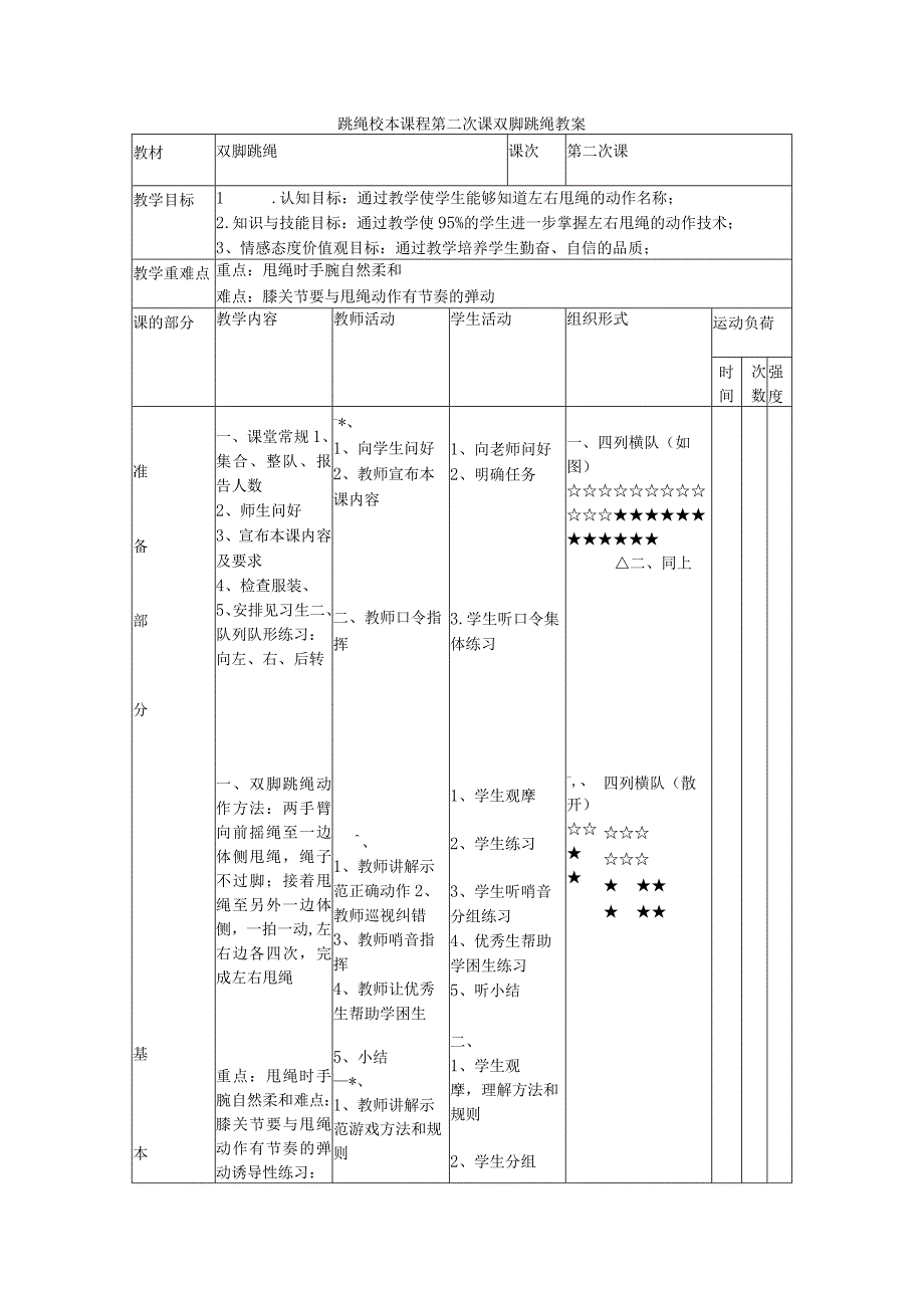 跳绳校本课程第二次课双脚跳绳教案.docx_第1页