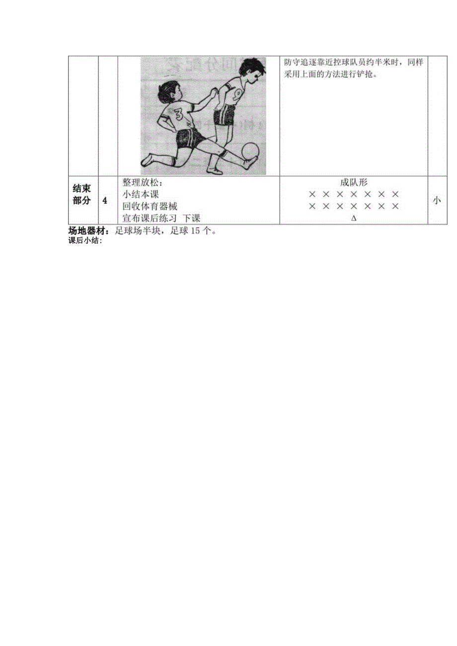 中小学足球抢截球训练第四课时脚背外侧铲球教案.docx_第2页