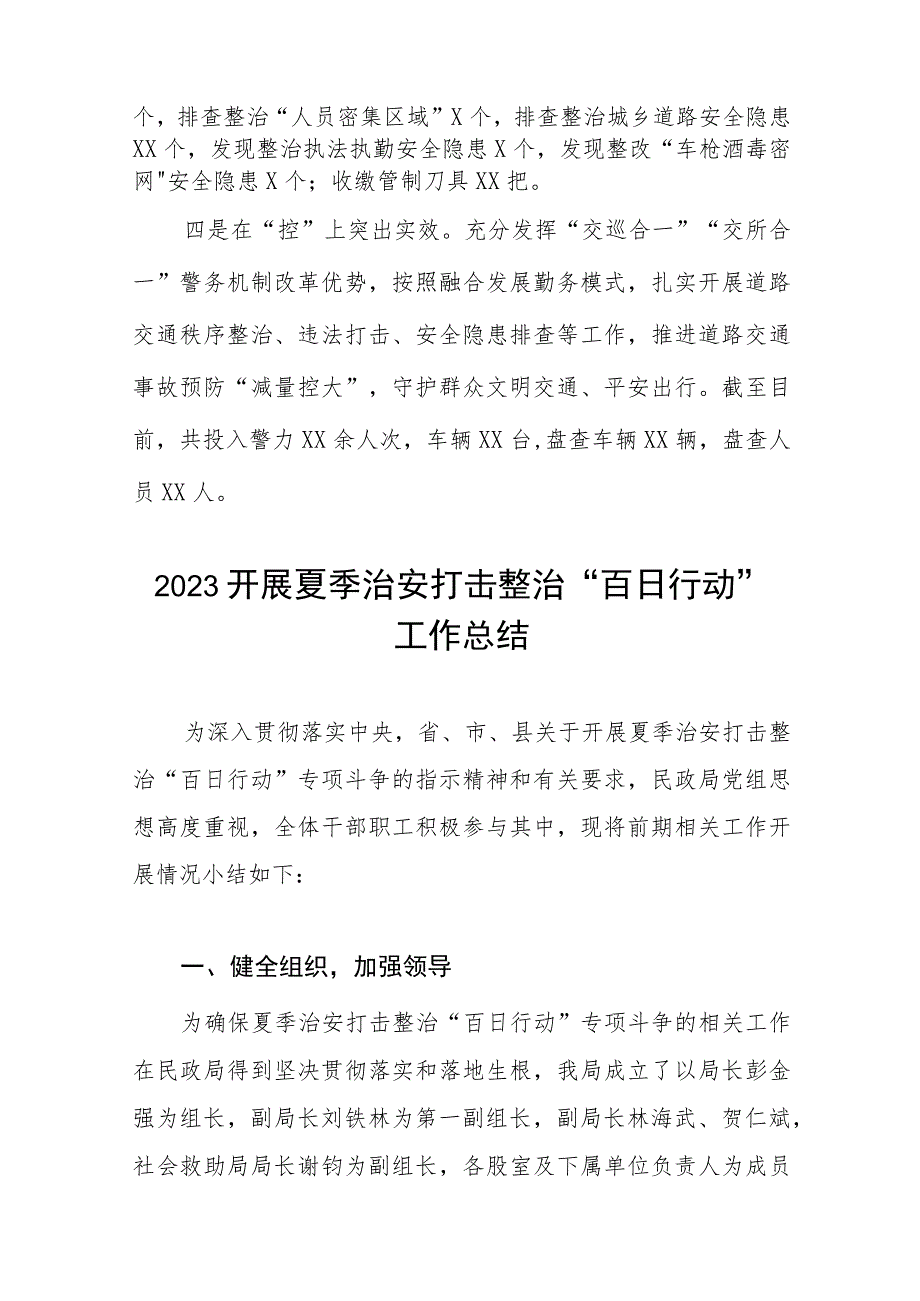 2023开展夏季治安打击整治“百日行动”工作总结七篇.docx_第2页