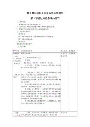 第2章动物和人体生命活动的调节第1节通过神经系统的调节.docx