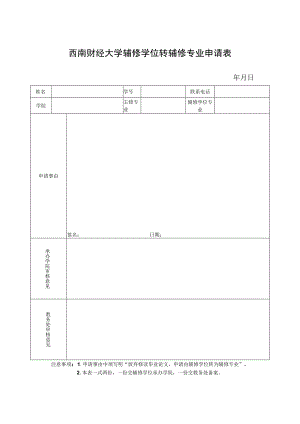 西南财经大学辅修学位转辅修专业申请表.docx