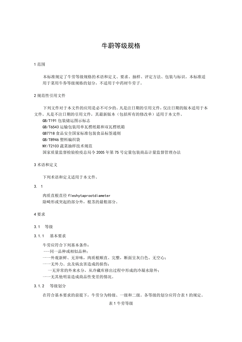 牛蒡等级规格.docx_第1页