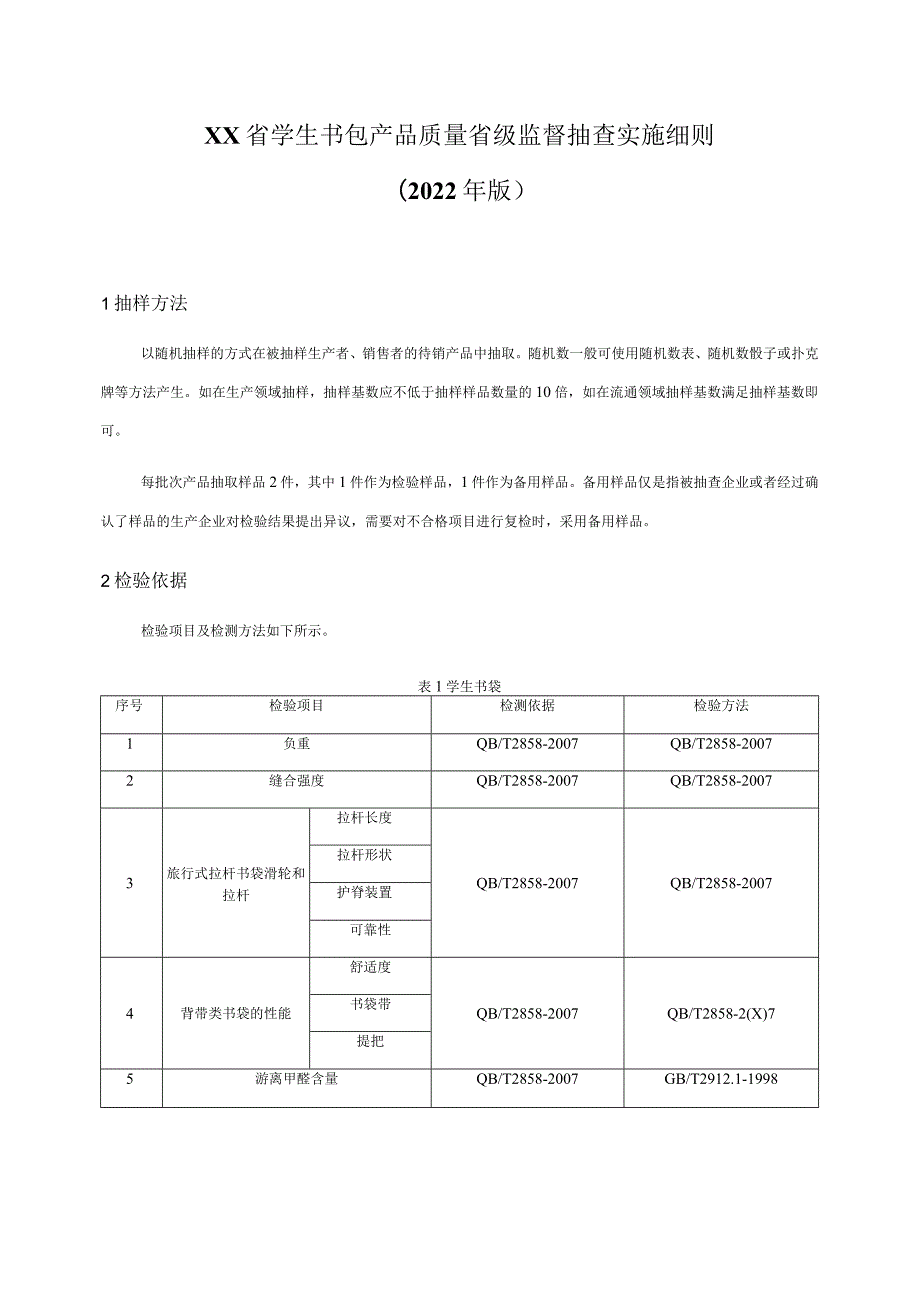 学生书包产品质量省级监督抽查实施细则.docx_第1页