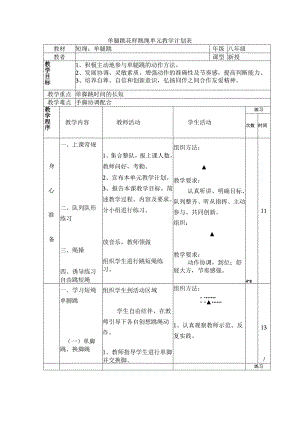 单腿跳花样跳绳单元教学计划表.docx