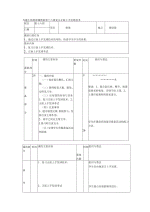 兴趣小组排球课教案第十六周复习正面上手发球技术.docx