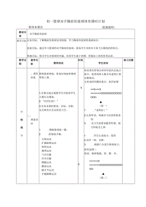 初一篮球双手胸前传接球体育课时计划.docx