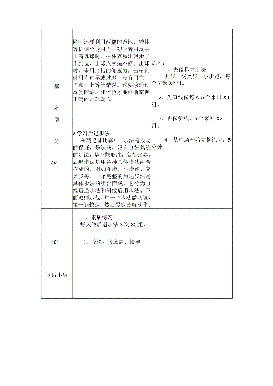 第一学期第10次课羽毛球反手击高远球技术专项课教案.docx_第2页