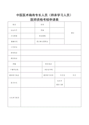 中医医术确有专长人员（师承学习人员）医师资格考核申请表.docx