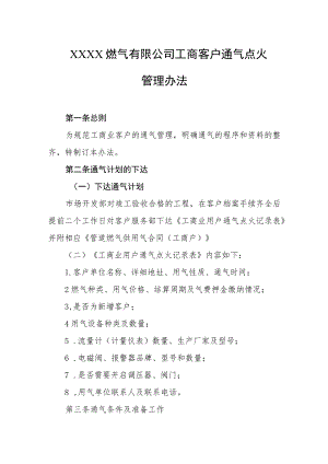 燃气有限公司工商客户通气点火管理办法.docx