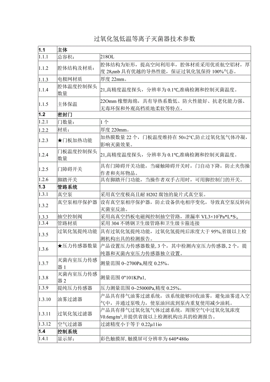 过氧化氢低温等离子灭菌器技术参数.docx_第1页