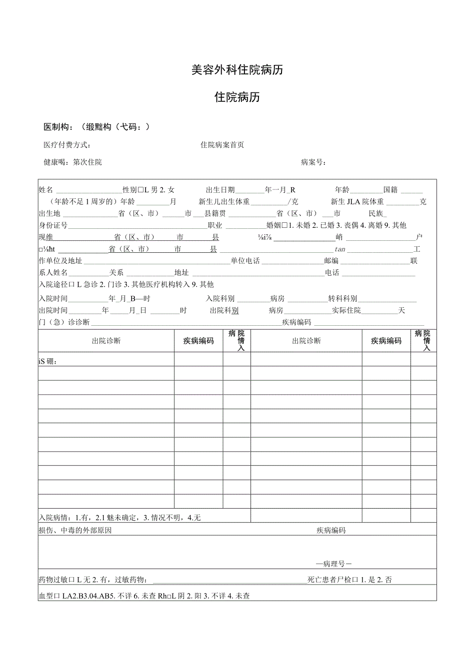 美容外科住院病历1-2-10.docx_第1页