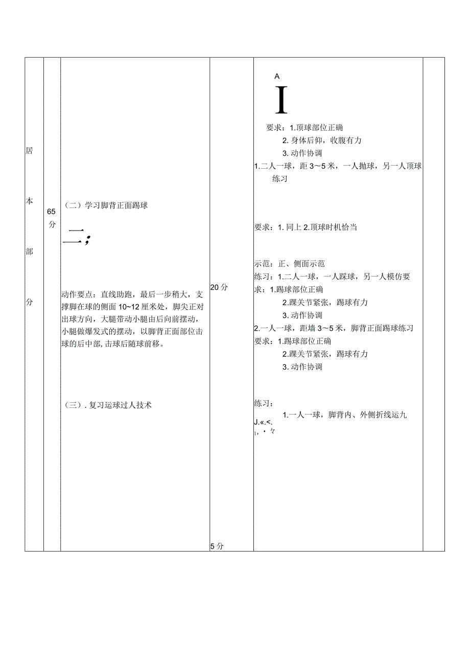 大学足球专业体育课学习原地正面头顶球技术教案.docx_第2页