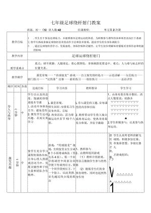 七年级足球绕杆射门教案.docx