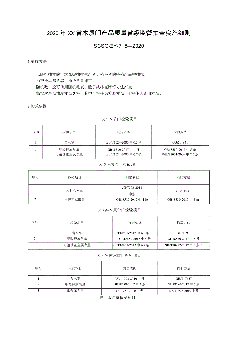 2020年木质门产品质量省级监督抽查实施细则.docx_第1页