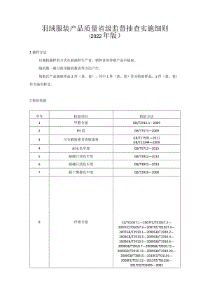 羽绒服装产品质量省级监督抽查实施细则（2022年版）.docx