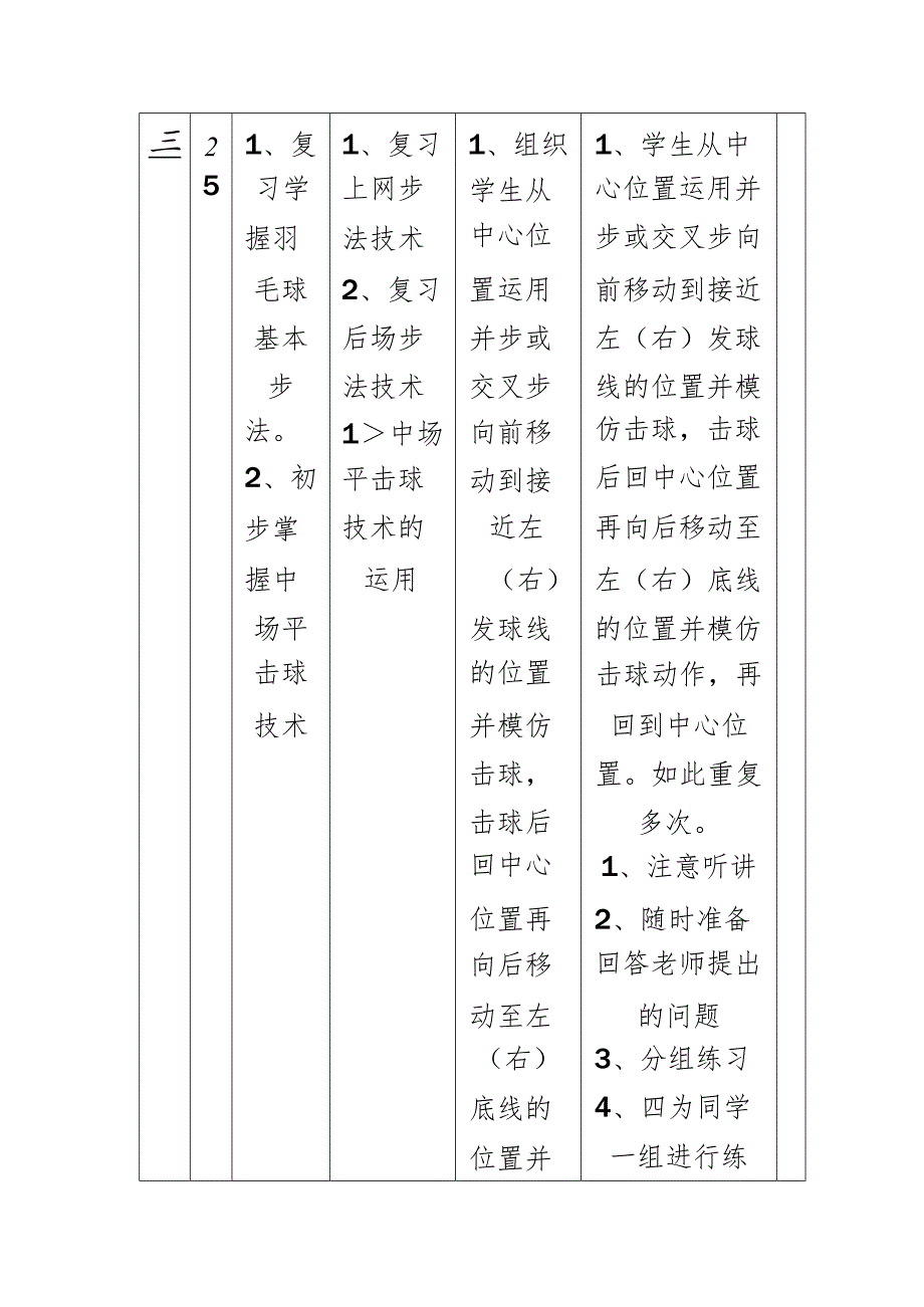 小学生羽毛球教学教案第10次课中场平击球技术.docx_第3页