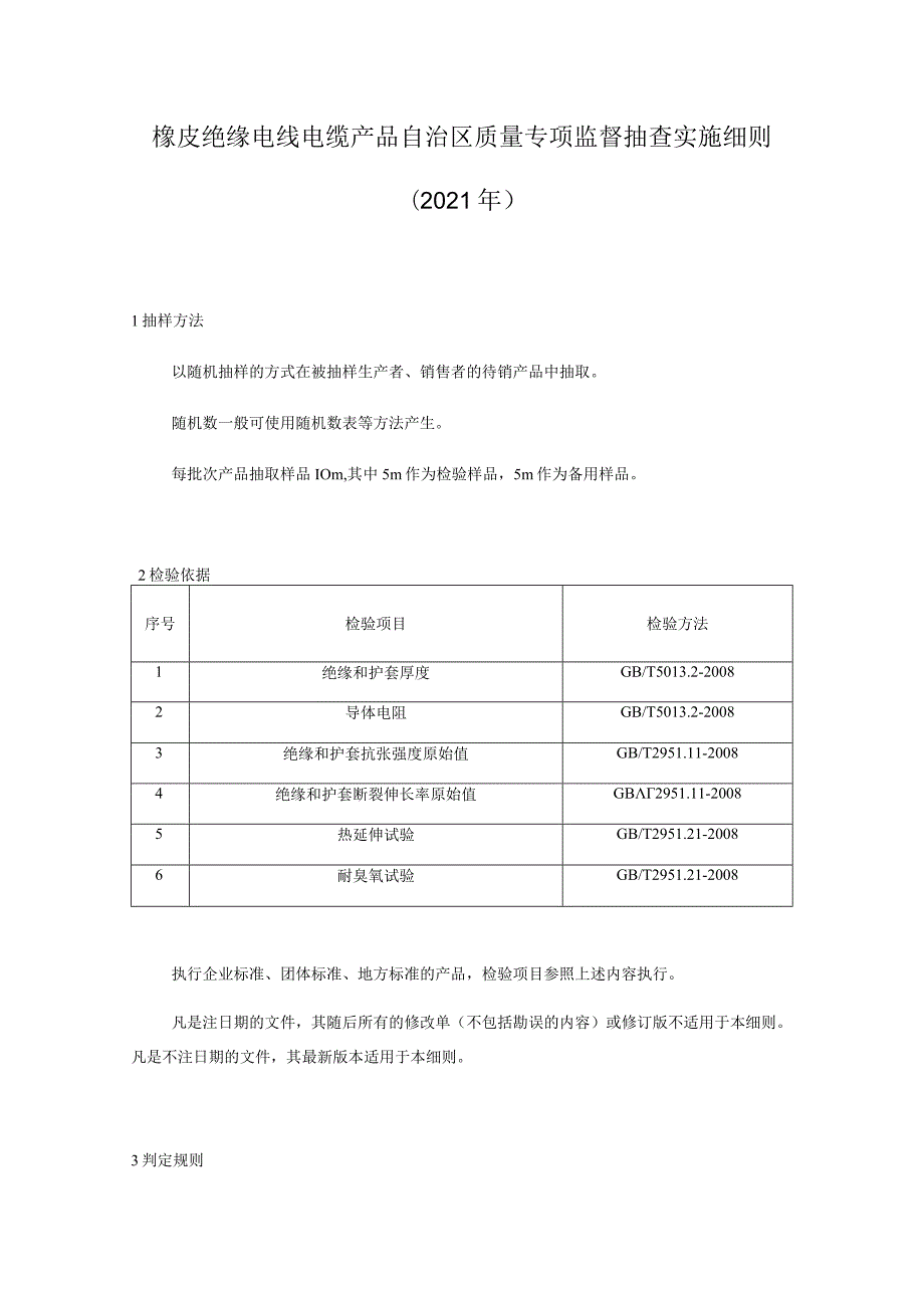 橡皮绝缘电线电缆产品自治区质量监督抽查实施细则.docx_第1页