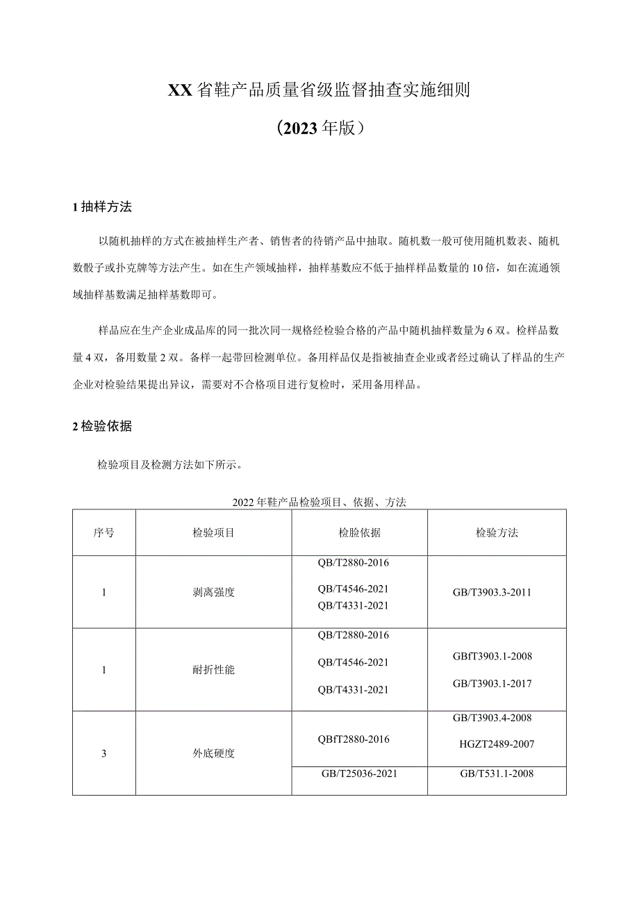 鞋产品质量省级监督抽查实施细则（2023年版）.docx_第1页