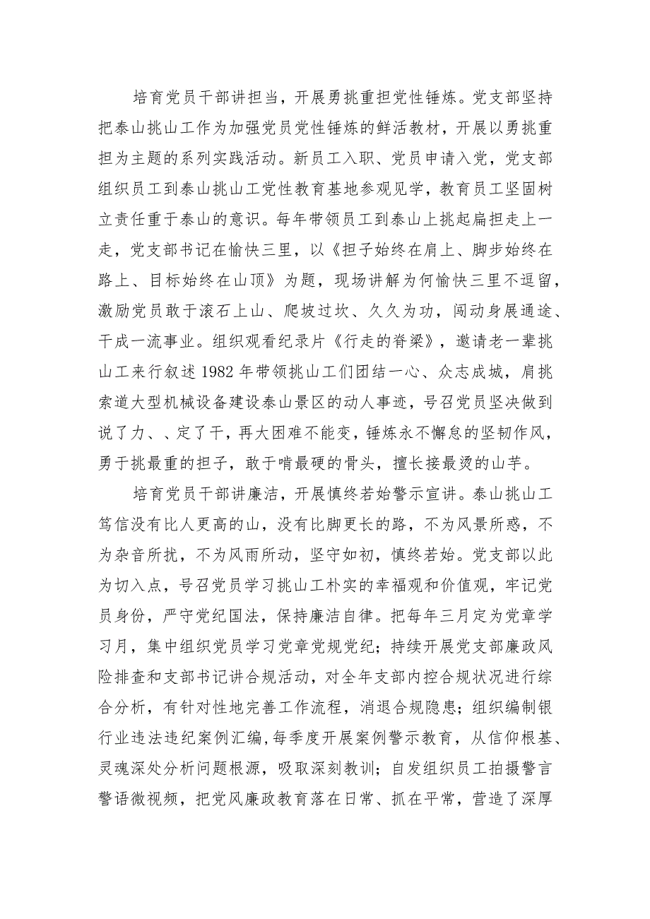 银行党支部经验交流经验材料.docx_第2页