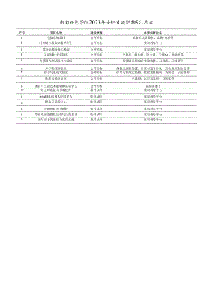 湖南信息学院2023年实验室建设项目汇总表.docx