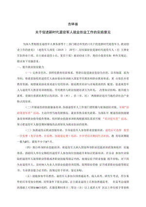 吉林省关于促进新时代退役军人就业创业工作的实施意见.docx