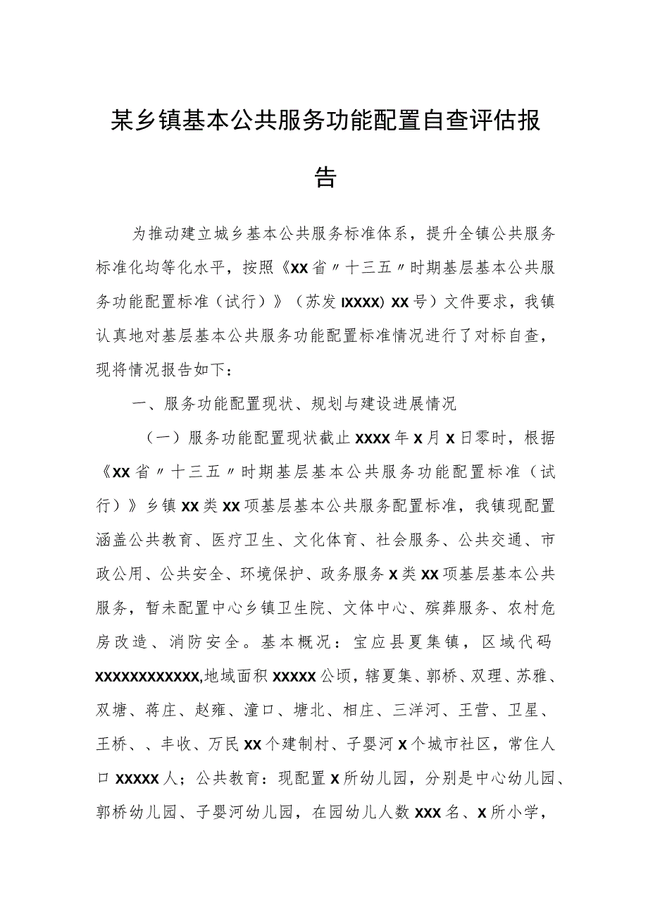 某乡镇基本公共服务功能配置自查评估报告.docx_第1页