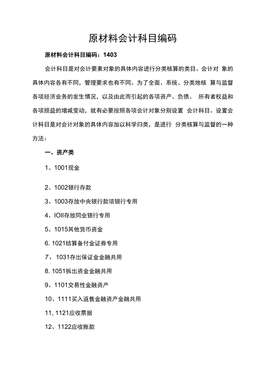 原材料会计科目编码.docx_第1页