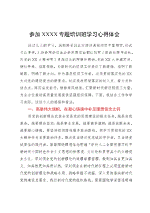 参加XXXX专题培训班学习心得体会.docx