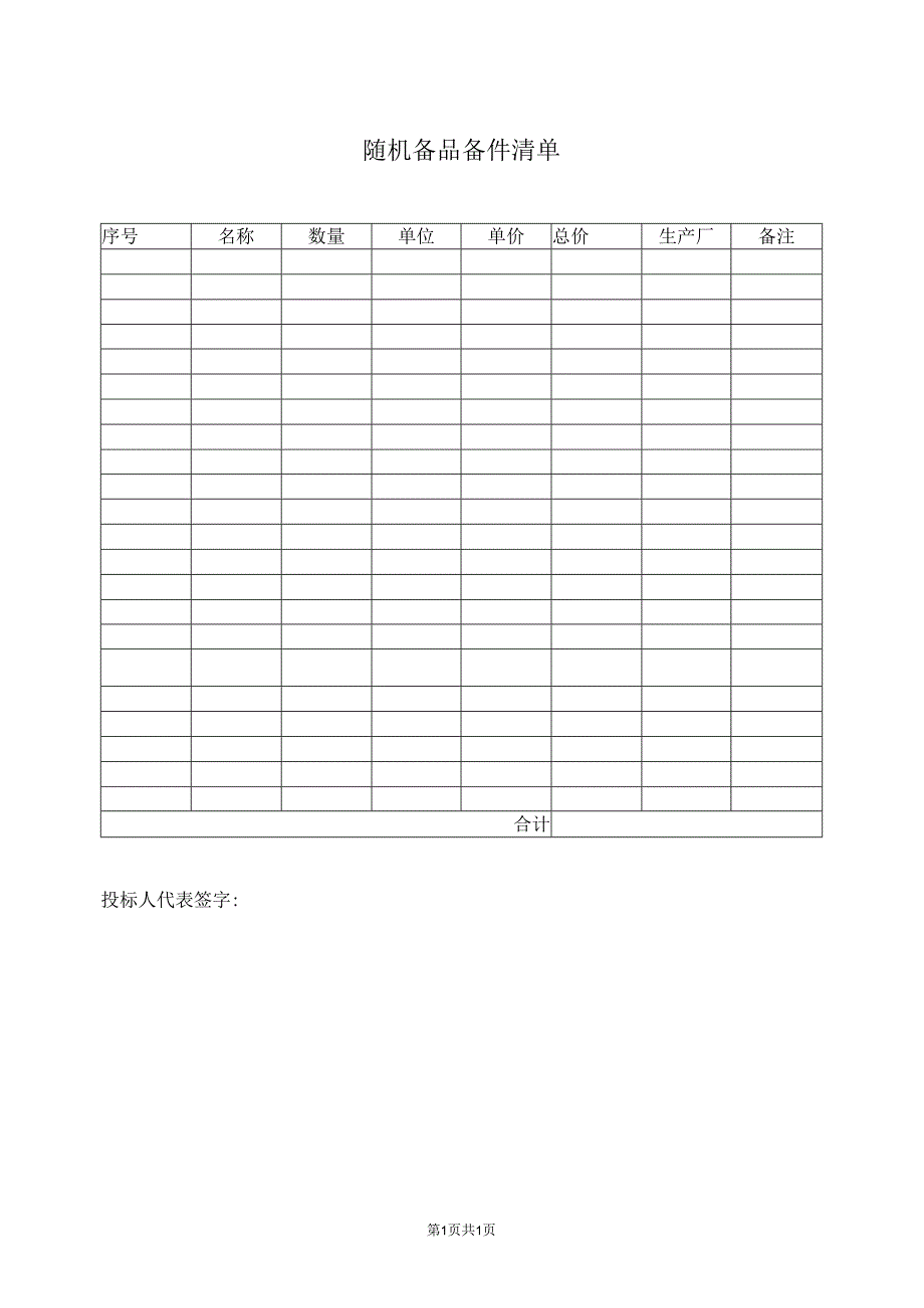 随机备品备件清单（2023年）.docx_第1页