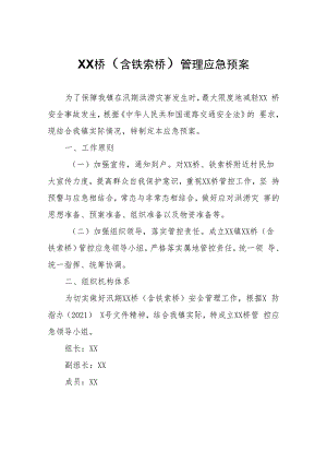 XX桥（含铁索桥）管理应急预案.docx