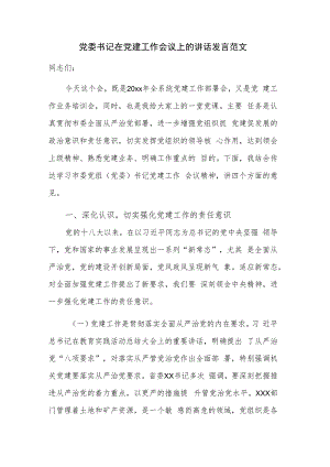 党委书记在党建工作会议上的讲话发言范文.docx