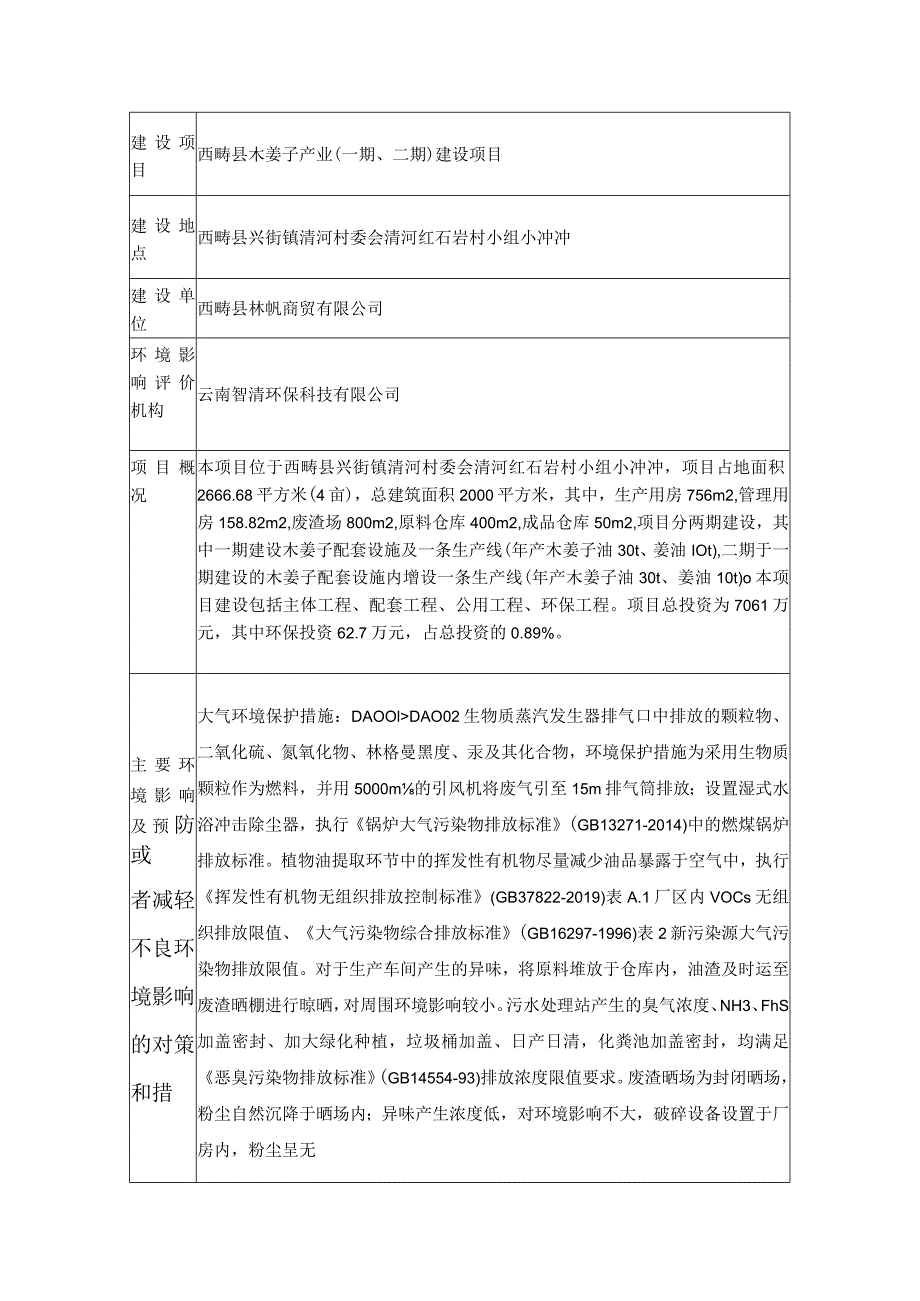 西畴县木姜子产业一期、二期建设项目.docx_第1页