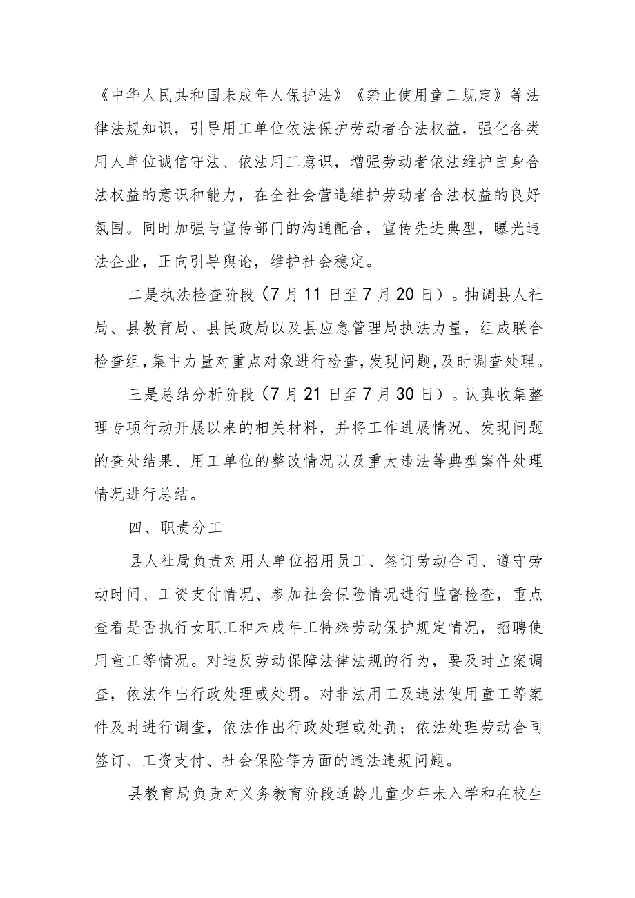 全县开展打击非法使用童工专项行动方案.docx_第2页