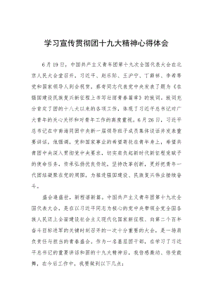 学习宣传贯彻团十九大精神心得体会十一篇.docx