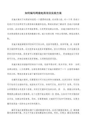 如何编写跨境电商项目实施方案.docx