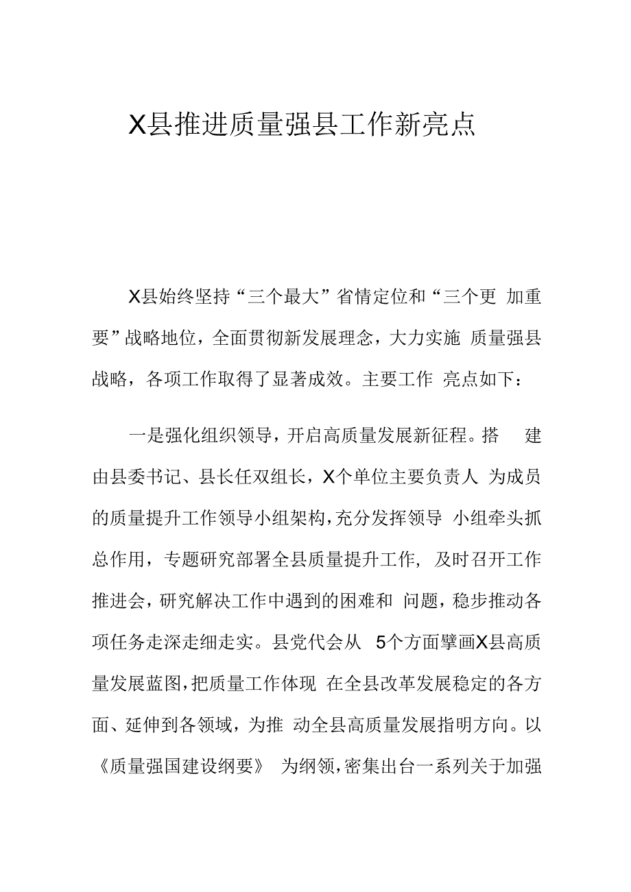 X县推进质量强县工作新亮点.docx_第1页