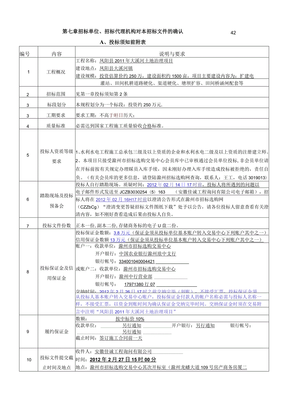 凤阳县2011年大溪河镇土地治理项目招标.docx_第3页