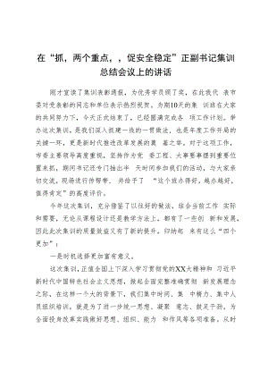 在“抓‘两个重点’促安全稳定”正副书记集训总结会议上的讲话--.docx