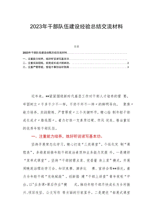 2023年干部队伍建设经验总结交流材料.docx