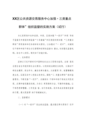 XX区公共资源交易服务中心加强“三类重点群体”组织监督的实施方案（试行）.docx