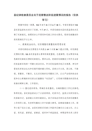 县纪律检查委员会关于巡察整改阶段进展情况的报告.docx