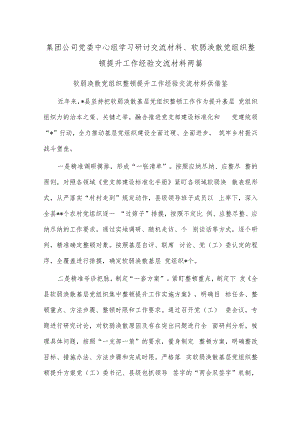 集团公司党委中心组学习研讨交流材料、软弱涣散党组织整顿提升工作经验交流材料两篇.docx