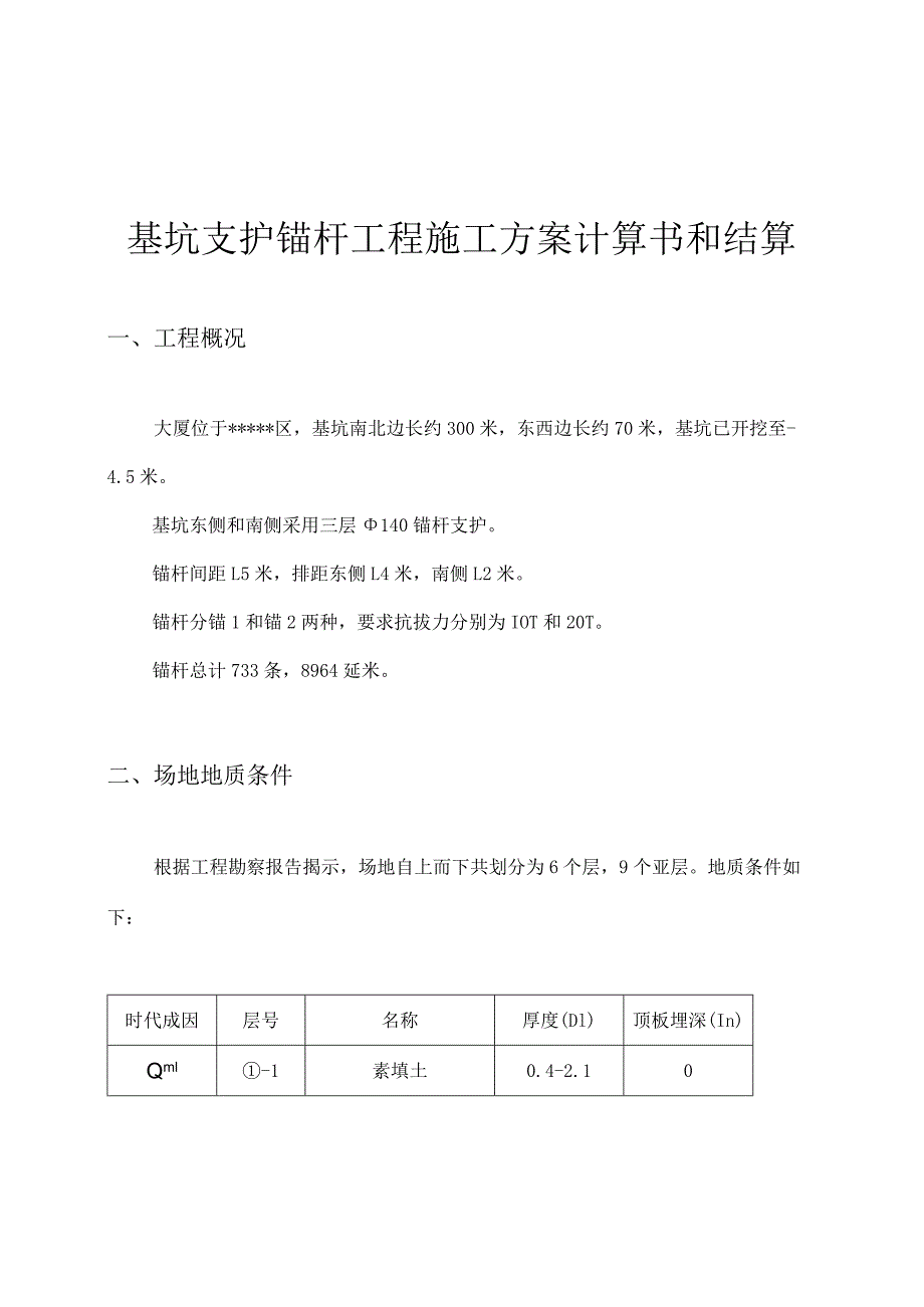 基坑支护锚杆工程施工组织设计方案.docx_第1页