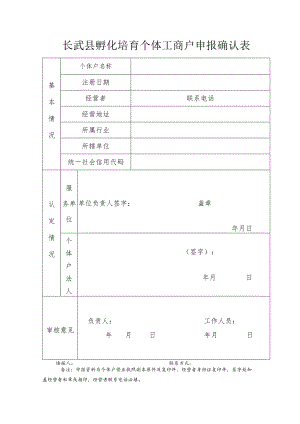 长武县孵化培育个体工商户申报确认表.docx